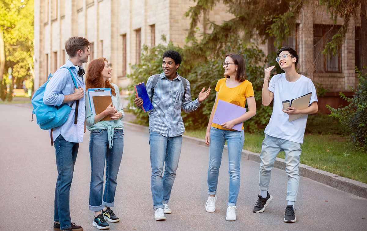 group of students in school campus